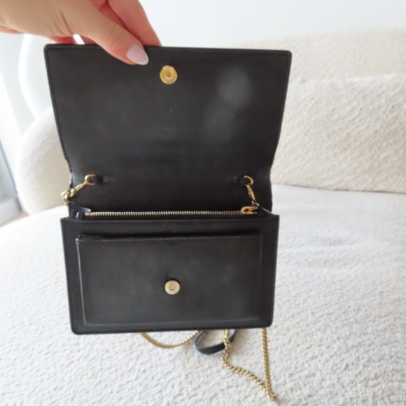 AUTHENTIC SAINT LAURENT 2020 BLACK LEATHER SUNSET WALLET ON CHAIN BAG WITH STRAP - Picture 9 of 11